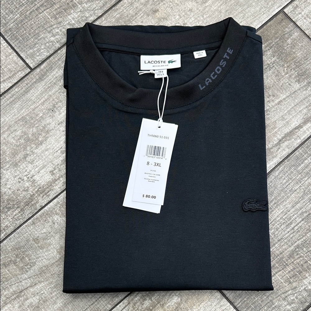 Lacoste Black Short-Sleeve Crewneck Tee NWT